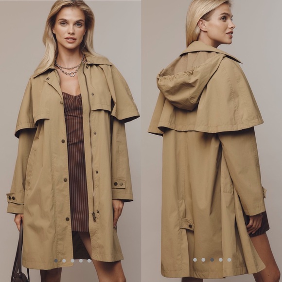 Avec Les Filles Jackets & Blazers - Avec Les Filles hooded cape Raincoat